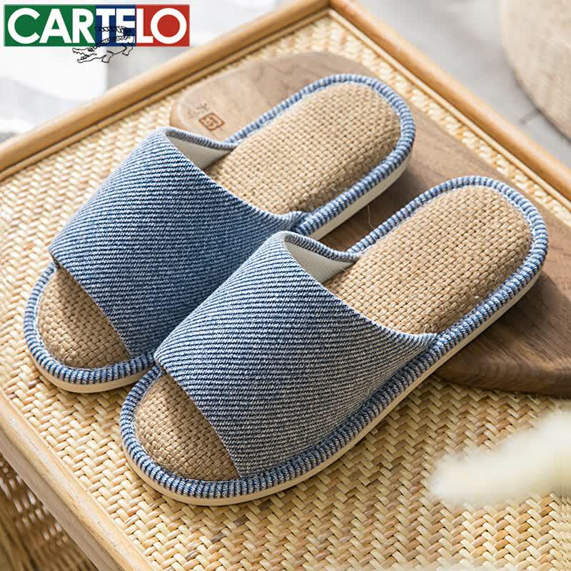 Мужские домашние тапочки CARTELO XH103 из льняной и хлопковой ткани 41-42