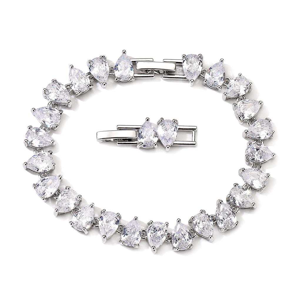 Uilz Fashion Luxury Full Zircon Bracelets for Women Charm Silver Color Crystals Bracelets Women's Wedding Party Jewelry