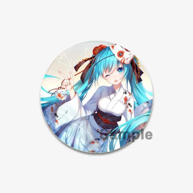 32/44/58mm Cute Cartoon Figure Miku Brooches Cosplay Singer Exquisit Badge for Collar Backpack Hat Accessory Handmade Pin Gift