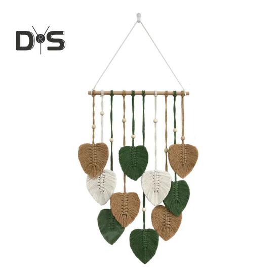 

Настенный гобелен в форме листа, плетеный вручную, деревянный декор в стиле бохо, украшение на стену для общежития, дома, отеля, подвесной кулон на окно коричневый