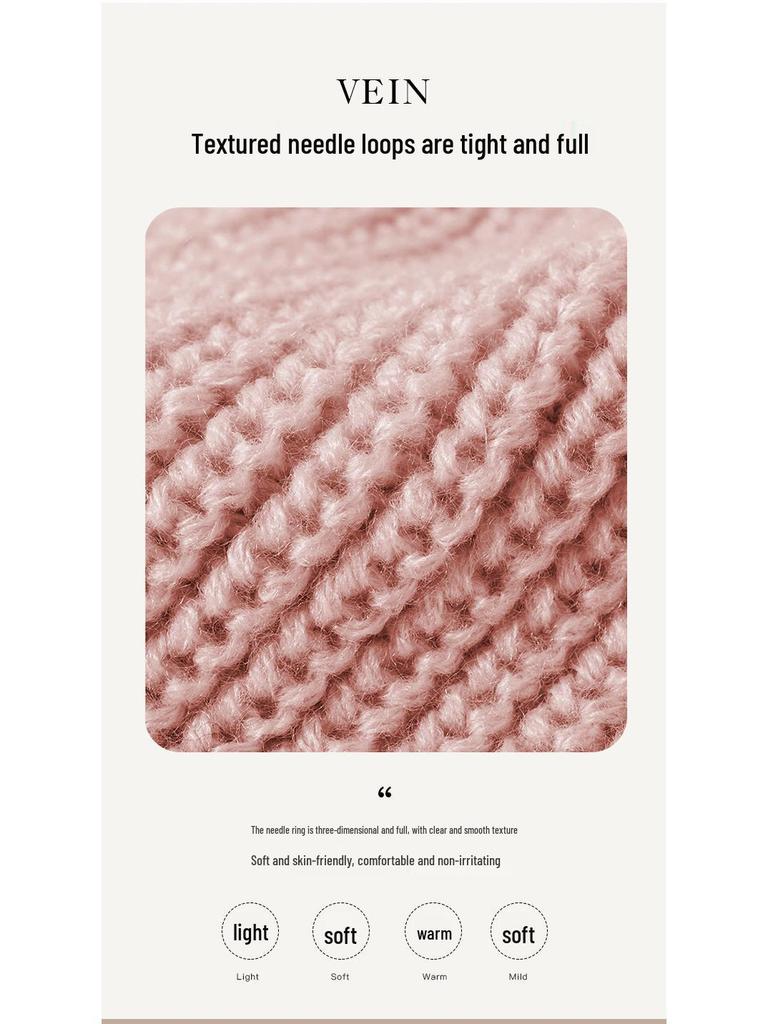 Cross-Border Knitted Warm Beanie - Solid Color, Windproof, Cold-Proof, Outdoor Ear Protection