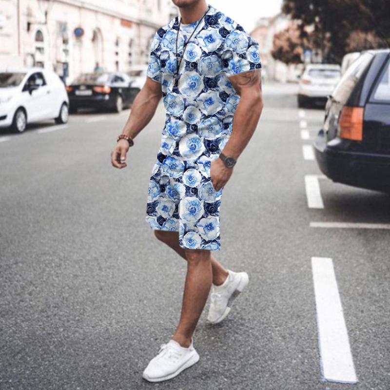 2024 Hawaii T-shirt and Shorts Men's and Youth Two-piece Set Summer New Vacation Set Fashionable Street 3D Printing Set
