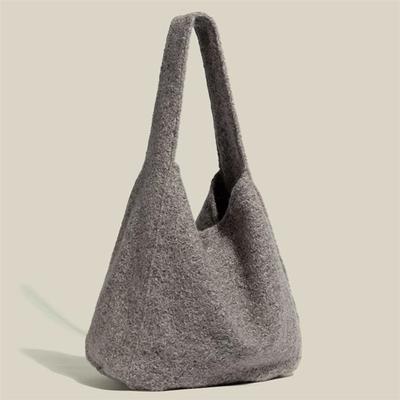 Lazy Style Tote Bag Autumn And Winter Woolen Large-capacity Commuter Mother And Child Shoulder Bag Women