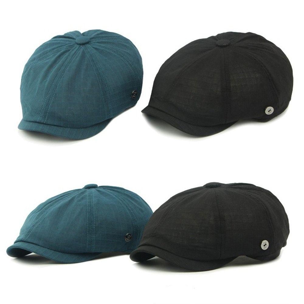 New Solid Color Painter Beret Hats Casual Mesh Octagonal Hat Breathable Duck Tongue Hat Outdoor