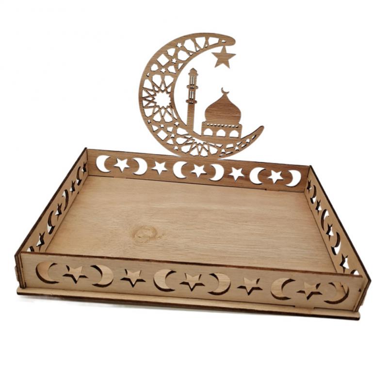 

Украшение для деревянного подноса для еды на Ид Мубарак Исламский Ид аль-фитр Рамадан Украшение стола Поднос для десертов Поделки Украшения для праздников 04