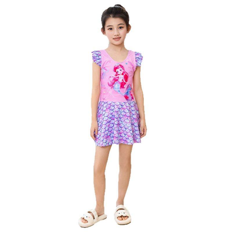 Trajes de Baño Nuevos para Niñas de Una Pieza con Protección Solar Lindos Estampados de Sirena Princesa Dibujos Animados Traje de Baño - Secado Rápido UPF50+ Múltiples Colores