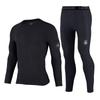 Men Fleece Lined Thermal Underwear Set Solid Color Round Neck Long Sleeve Ankle Length Pants