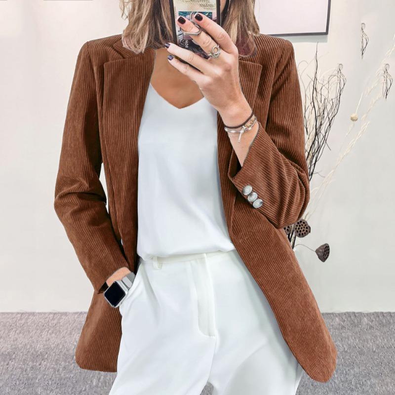 QICED Women's Vintage Casual Solid Color Print Long Sleeve Jackets & Coats Unique design