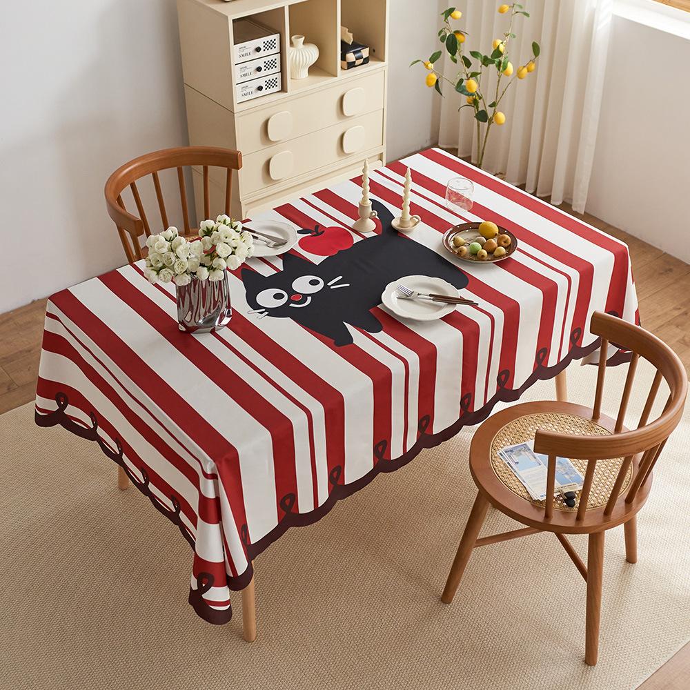 Special-Shaped Waterproof Cartoon Dopamine Table Cloth Living Room Coffee Table Desk Peach Skin Velvet Light Luxury Anti-Scald Tablecloth Decoration