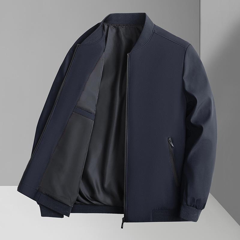 Men's Executive Jacket Stand Collar Spring and Autumn New Casual Large Size Middle-aged and Old Dad Business Jacket Men's Tops