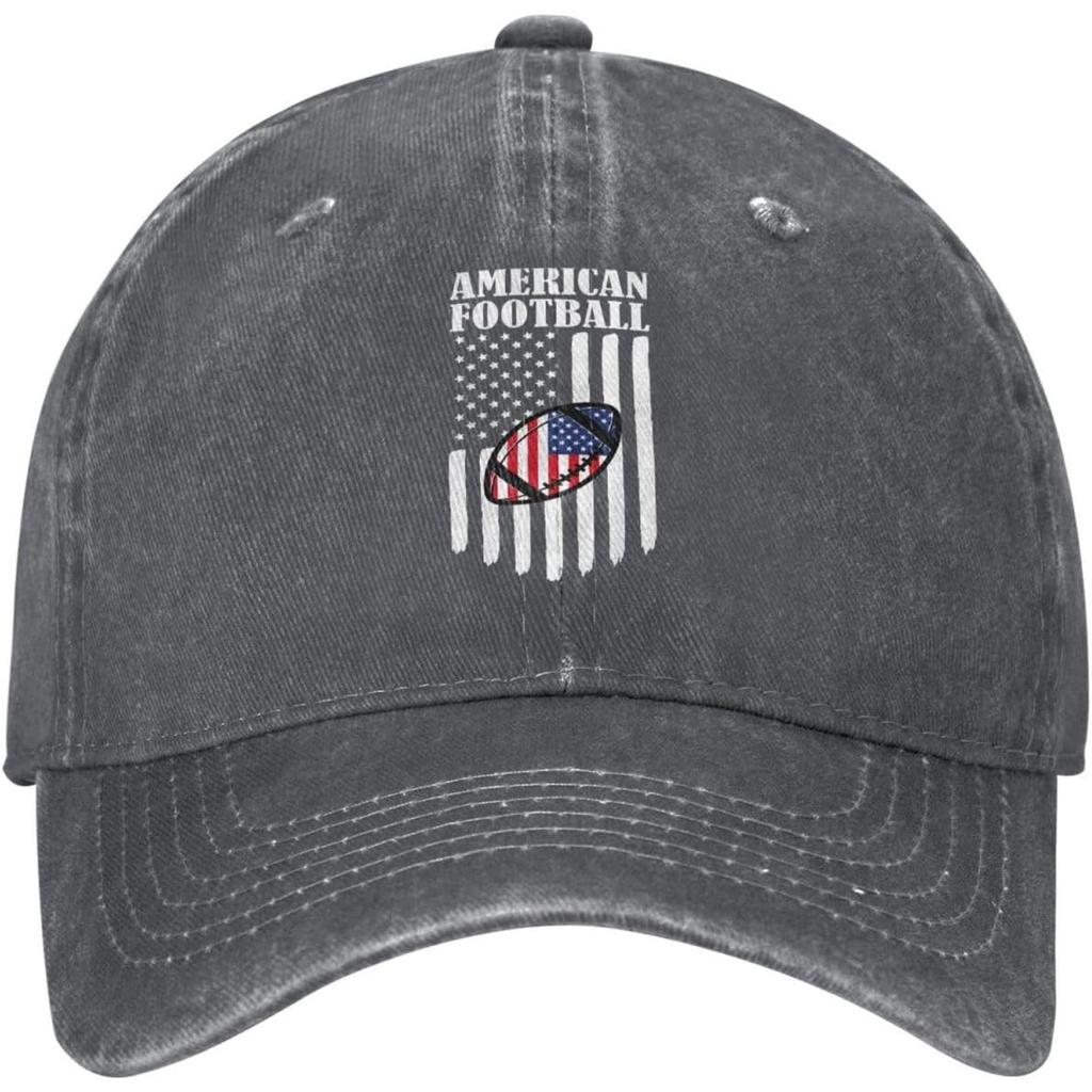 American Football USA Flag Graphic Washed Denim Style Baseball Cap Adjustable Vintage Dad Hat