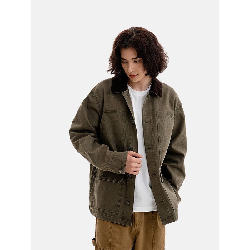 American-Style Heavy-Duty Pure Cotton Detroit Work Jacket for Men, Autumn and Winter Tough Guy Outerwear, Export Men's Windbreaker