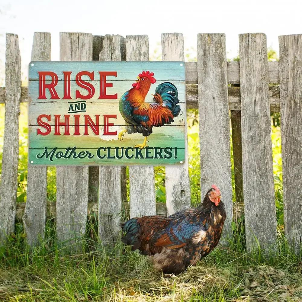 Vintage Tin Sign - Home Is Where the Chickens Are - Metal Signs Funny for Farmhouse Decor - Metal Wall Art for Chicken Coop
