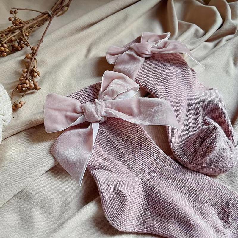 New Winter Autumn Baby Girls Socks With Big Bows Kids Ankle  Cotton Socks Toddlers Cute Short Christmas Socks For