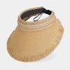 Portable Straw Visor Cap Breathable Folding Sunshade Hat Wide Brim Woven Cap  Spring