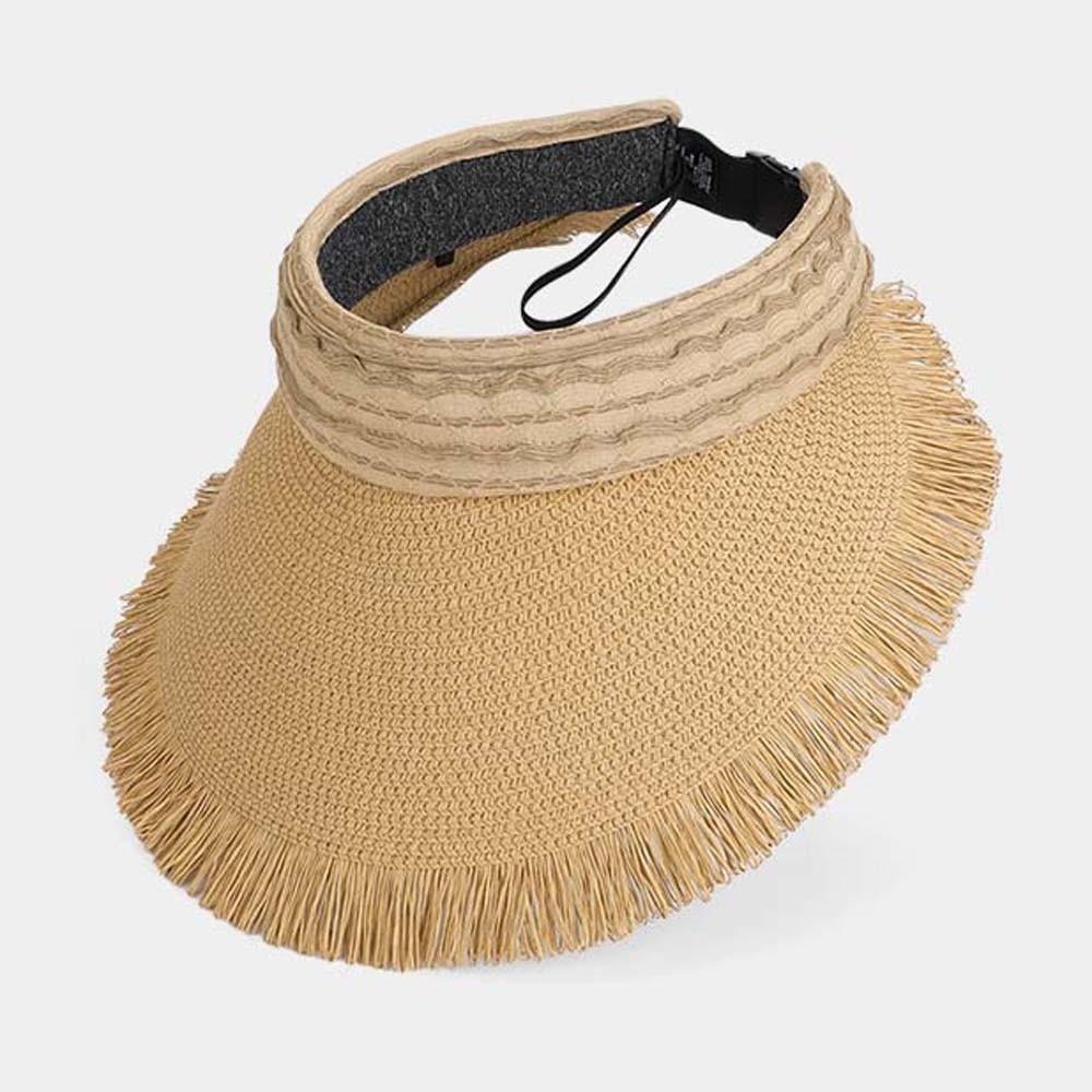 Portable Straw Visor Cap Breathable Folding Sunshade Hat Wide Brim Woven Cap  Spring