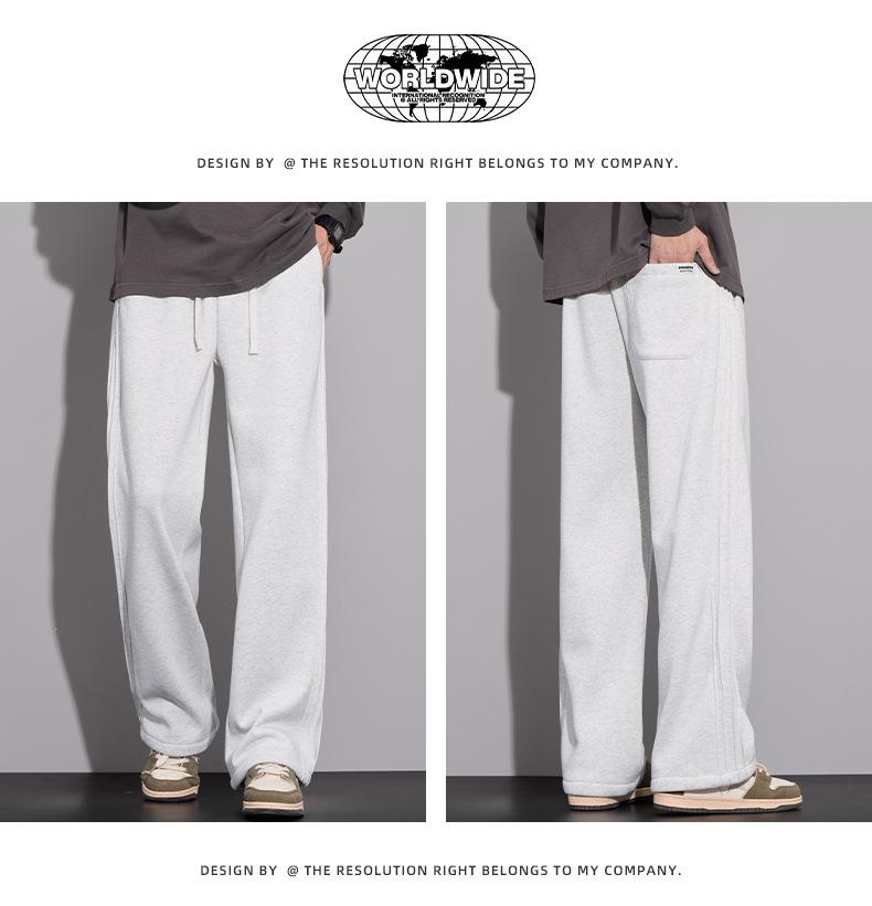 Herren Schwergewicht Samt Strick Winter Gerade Hose mit Drei-Streifen - Locker, Trendig, Hochwertige Freizeit Sportbekleidung.