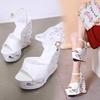 Europäische & Amerikanische High Heel Lackleder Römische Keilsandalen