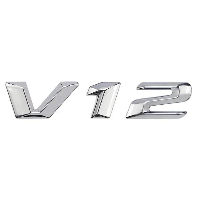 3d Chrome Black V12 Logo Letters Car Fender Emblem For Mercedes Benz Coil W220 CL 500 CL600 S600 V12 Badge Sticker Accessories