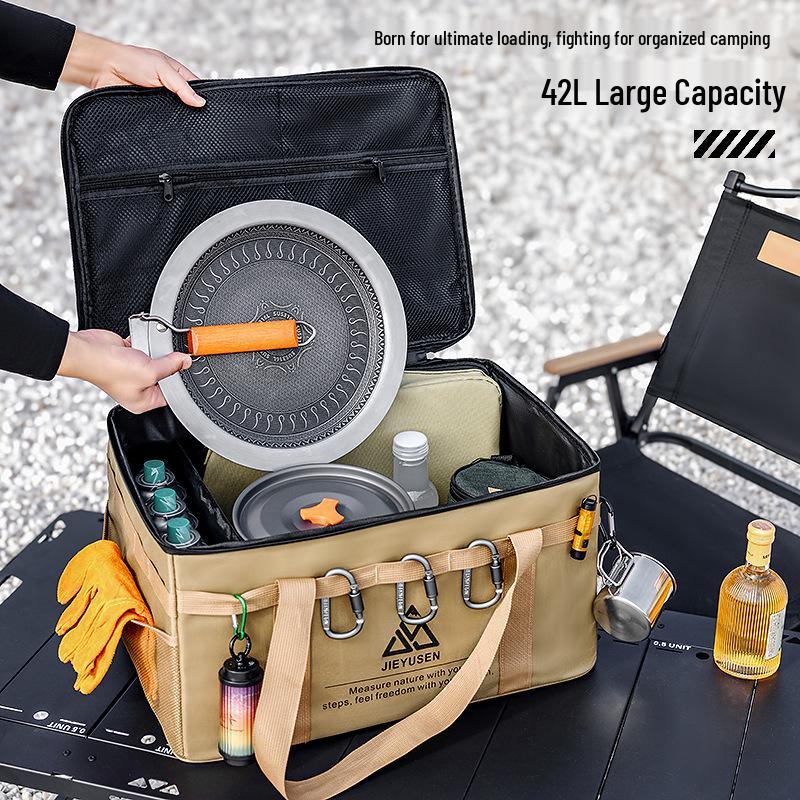 Portable Camping Gear Storage Bag with Anti-Collision Protection for Cookware, Tableware, Gas Canisters, and Accessories
