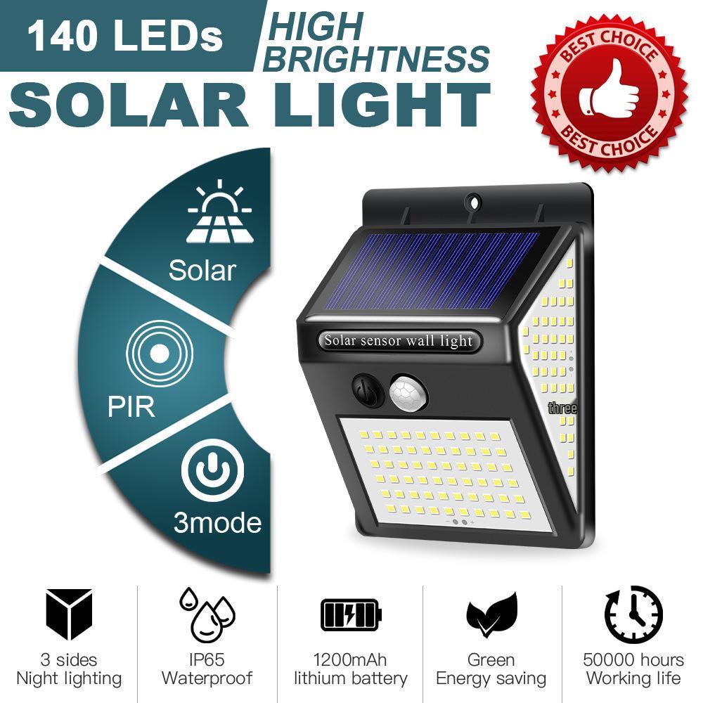 Solar Motion Sensor Wall Lamp with 30/20+5+5 LED for Outdoor Use In Courtyards, Villas, and Streets