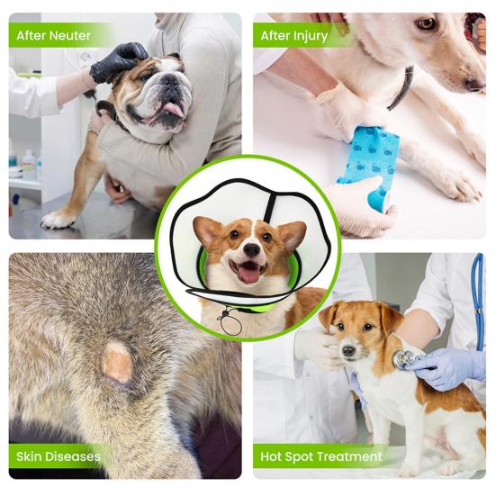 Dog Cone Collar Adjustable Fastener Tape Post-Surgery Recovery Soft Dog Cone Collar with Clear Splicing Cover