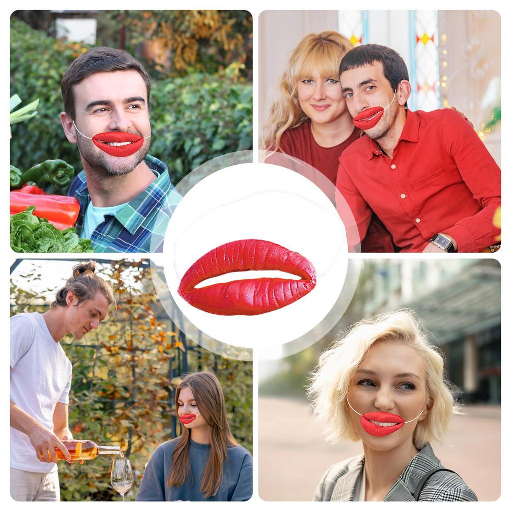 Großer Lippen-Requisite Rote Lippen Scherzartikel Cosplay-Requisiten Große Lippen Scherzspielzeug Wurstmund Dekor Gesichtsabdeckung Latex Foto Lustige Requisiten