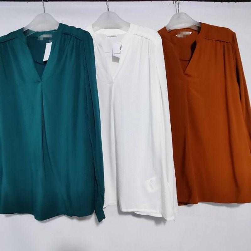 Export French Original Single Cut Label Cotton Silk V Neck Long Sleeves Pullover Shirt Female Printed Bottoming Shirt Professional White New