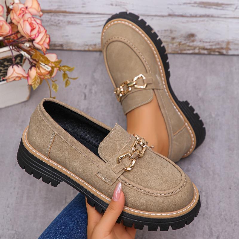 New Casual, Matte, Thick-soled Loafers for Women In Large Size Retro Single Shoes