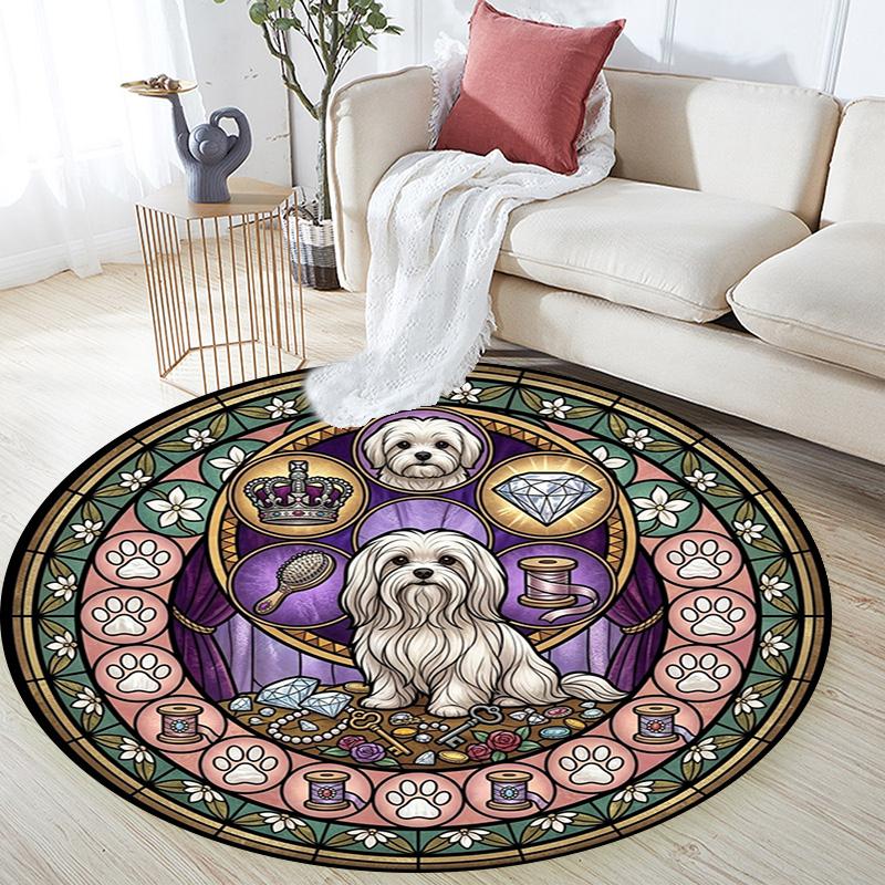Boxer Dog Glass Round Area Rug Under Office Chairs Bedroom Living Room Home Decor