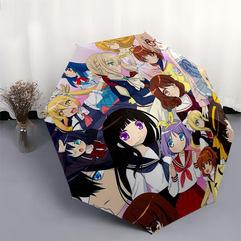 1pc Anime Characters Outdoor Umbrella - Automatic Opening/Closing, Portable 3-Fold Design, 8-Rib Iron Frame - Perfect Gift for Fans, Travelers, D