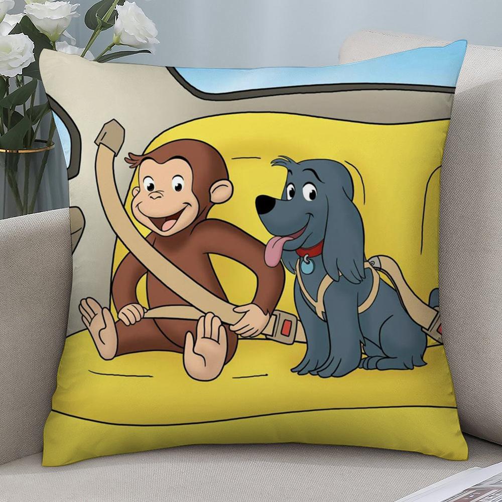 

Джордж Любопытная Обезьянка Наволочка Короткий Плюш Декоративная Подушка для Дивана Подарок Дом Двусторонняя Печать 12x12in 30x30cm