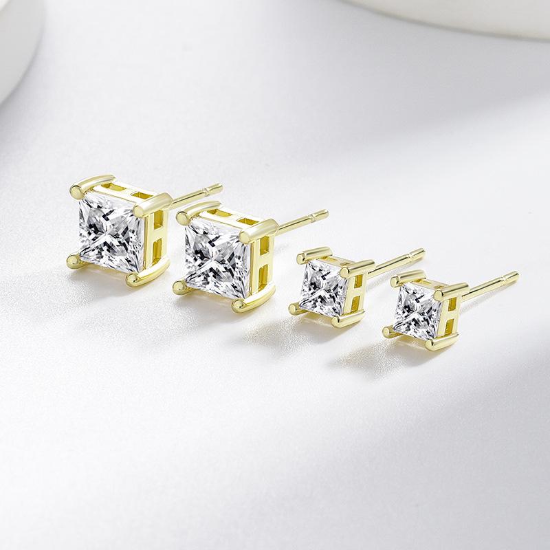 Cyrkoniowe Proste Kwadratowe Kolczyki - Styl Europejski i Amerykański