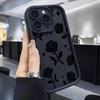 Black Rose Sandstone Groove Case for iPhone 15/16/17