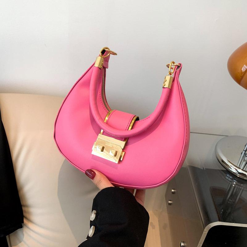 Underarm Bag Women'S Handbag Fashion Shoulder Bag Textured Hardware Underarm Bag Crescent Bag Tide