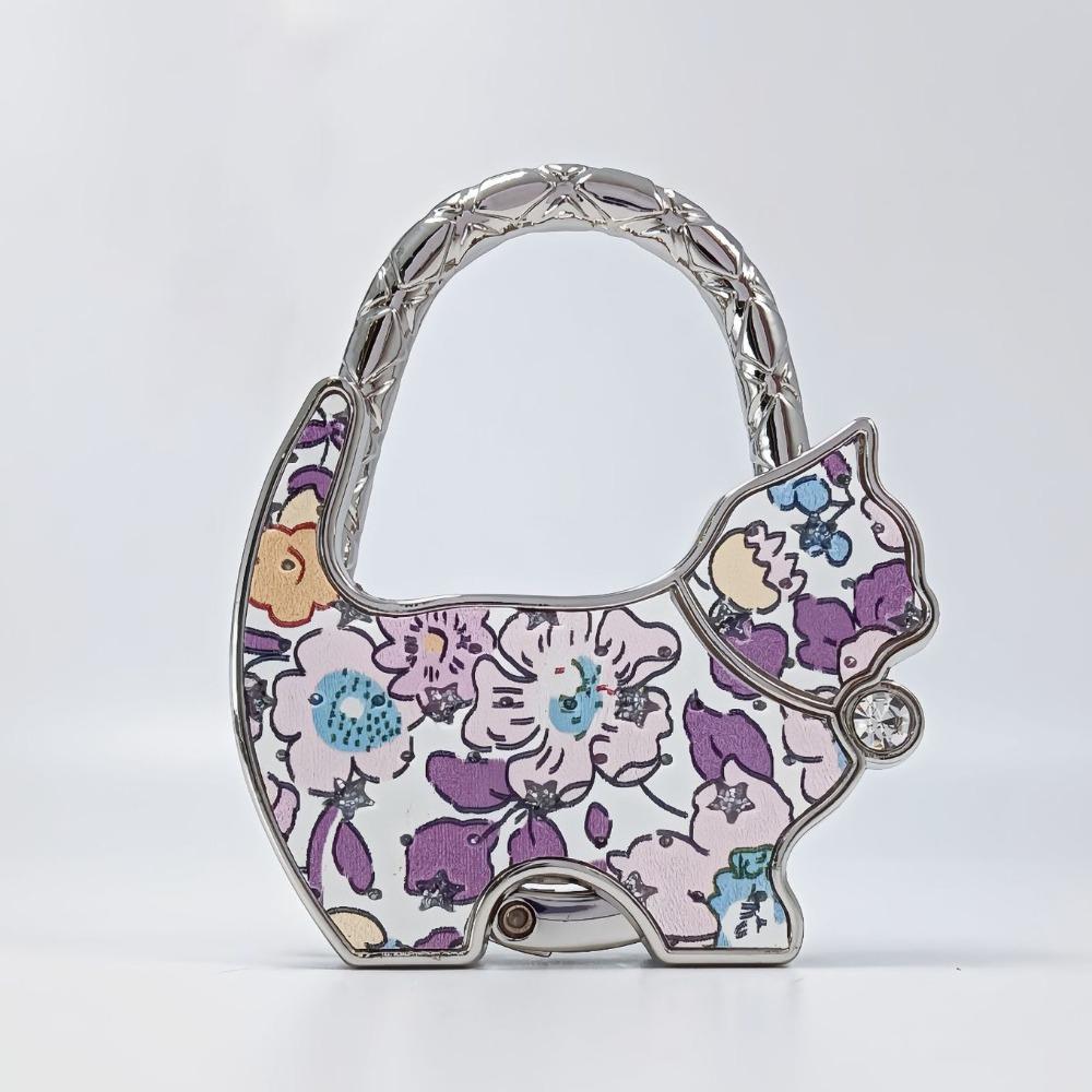Fashion Leopard Print Cat Handbag Hook Portable Creative Table Hanger Durable Foldable Bag Hanger for Table