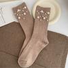 Solid Color Mid-Tube Socks Thicken Women Socks New Warm Socks  Winter