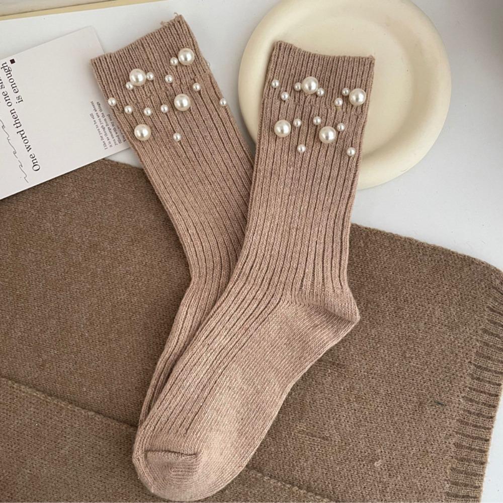 Solid Color Mid-Tube Socks Thicken Women Socks New Warm Socks  Winter