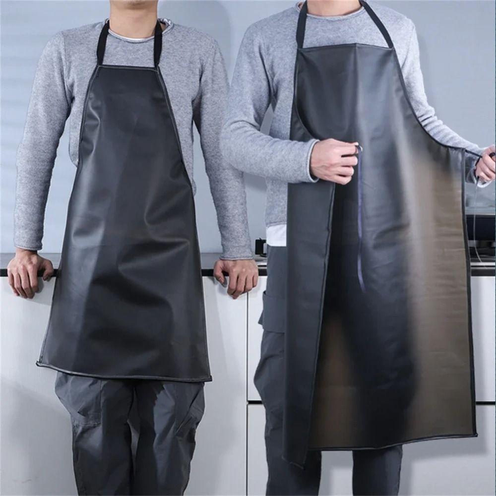 Black Cooking Chef Apron PVC Work Apron Soft Aquatic Butchery Food Apron