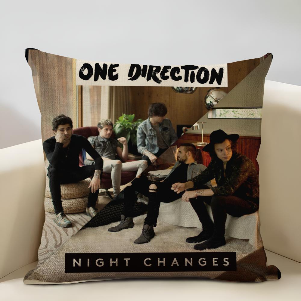 One D-D-Direction Album Cushion  Household Decoration Linen Sofa Cushion Cover: Skin-Friendly & Breathable with Invisible Zipper