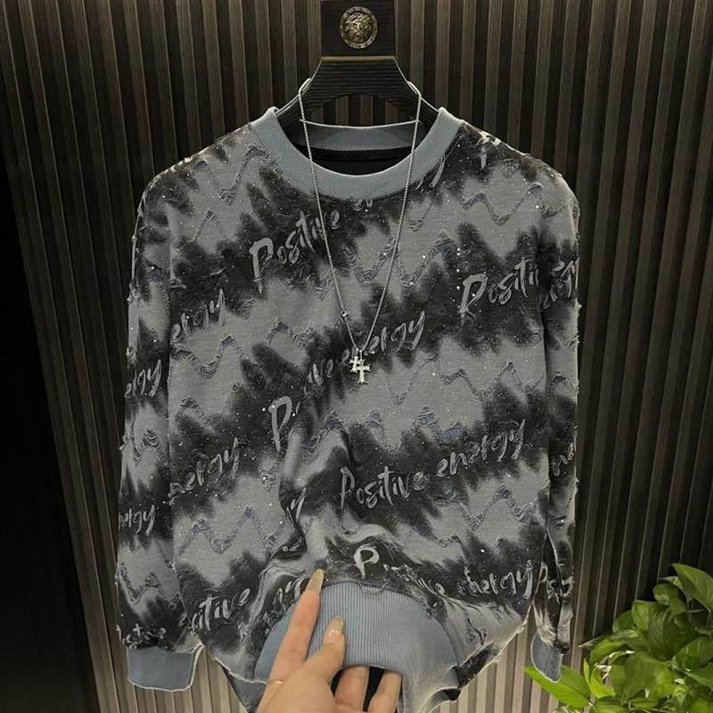 Men s Red Zodiac Star Hoodie & Ripped T-Shirt Combo, Long Sleeve for Autumn/Winter. XL