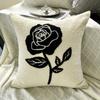 Light Luxury Chenille Embroidered Rose Pattern Decorative Pillow Cushion Soft Sofa Backrest Cushion Cover for Bedroom Home Decor