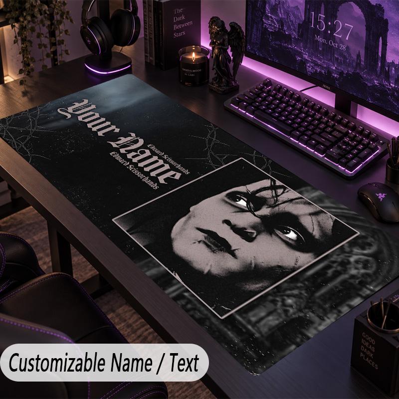 Custom Text Big Mousepad, Extended Desk Pad For Laptop Work GameEdward Scissorhands