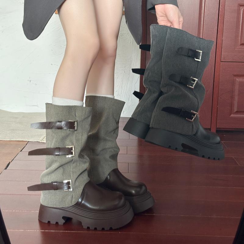 Yueyu thick-soled trousers, Martin boots, knight boots, women's 2025 new summer western cowboy stacking boots, tall boots
