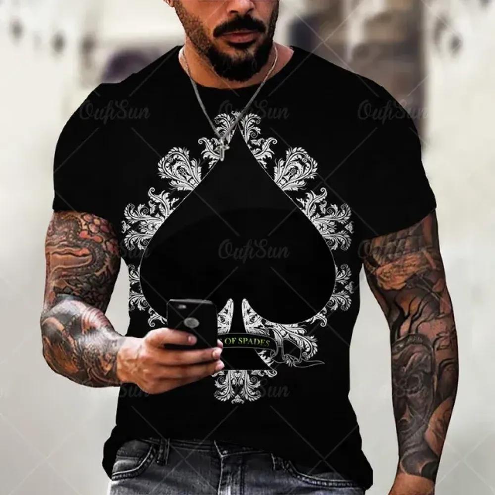 

Летняя мужская футболка с 3D покерным принтом в стиле Харадзюку, уличный монстр, стиль ужасов, модные повседневные топы большого размера с круглым вырезом и короткими рукавами M