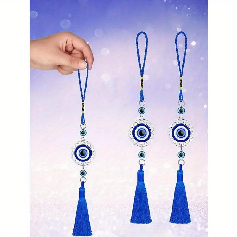 1PC Blue Evil Eye Tassel Car Charm Vintage Metal Heart Shaped Pendant Holiday Birthday Party Gifts & Home Decor Crafts, Home Decor, Room Decor