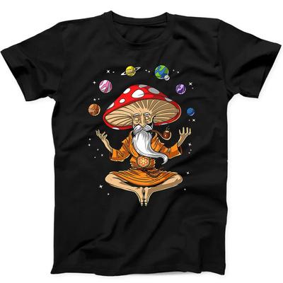 Zauberpilz Buddha Yoga Planeten Solar Cool Geschenk T-Shirt Schwarzes T-Shirt 117