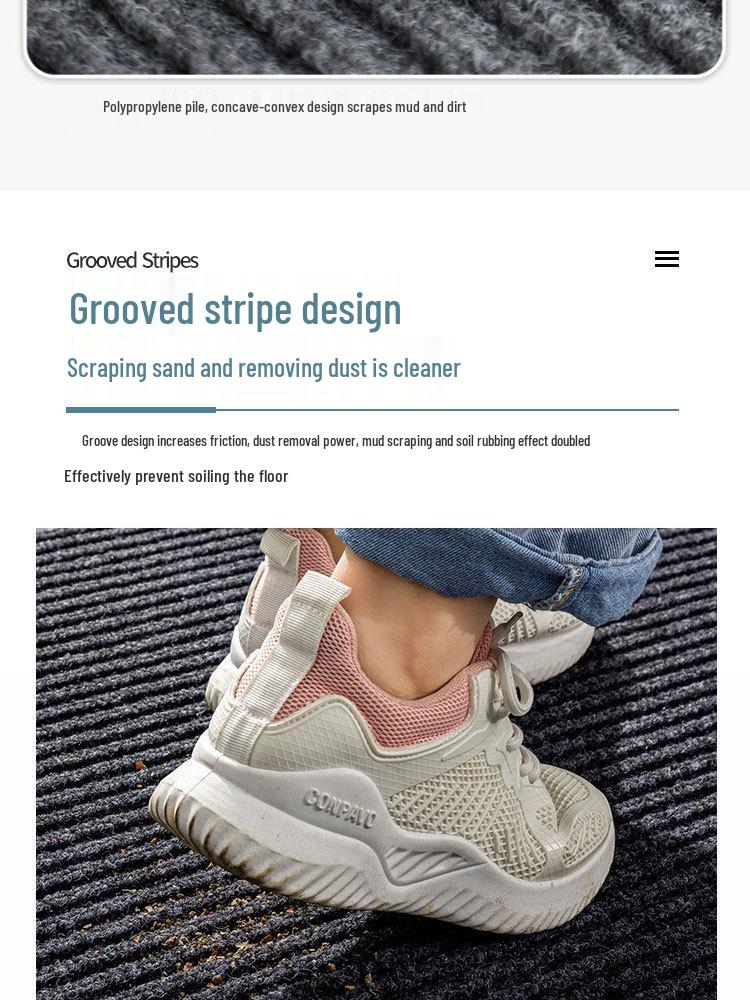 Double Stripe Non-Slip Entrance Mat - Cuttable PVC Flocked Roll with Seven Stripes