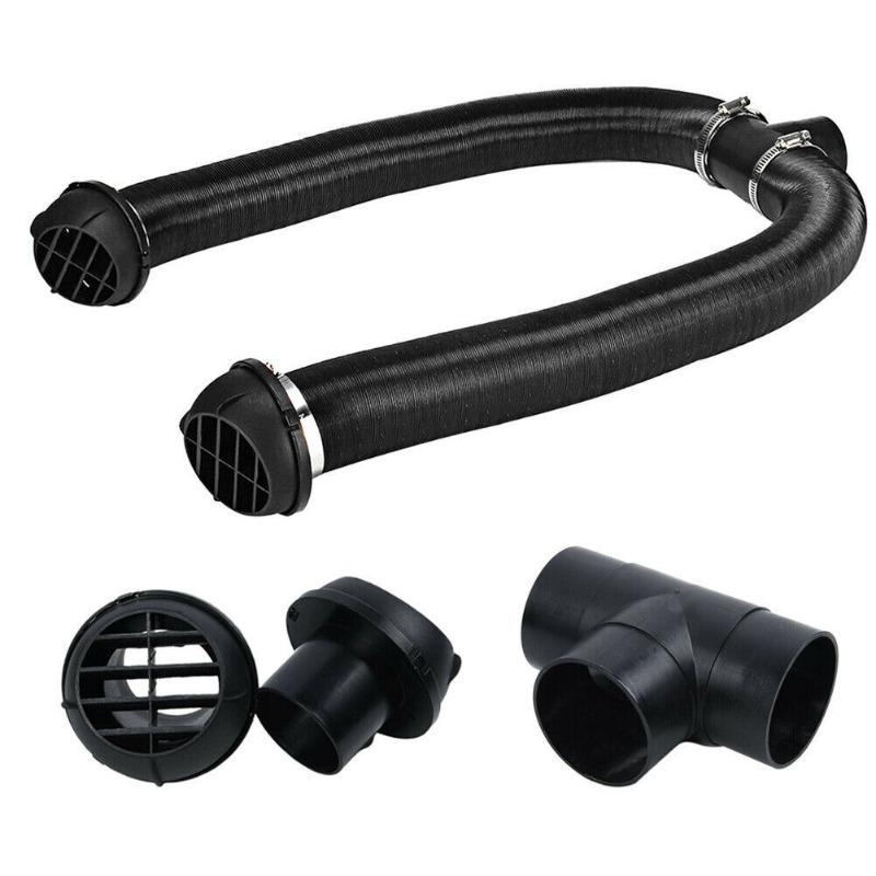 75mm Naftové topení T 3 Výstupy Konektor & 2x Výstup vzduchu & 2x Potrubí Teplé Černé & 4x Sada svorek Pro auto Nákladní auto VAN Obytný vůz