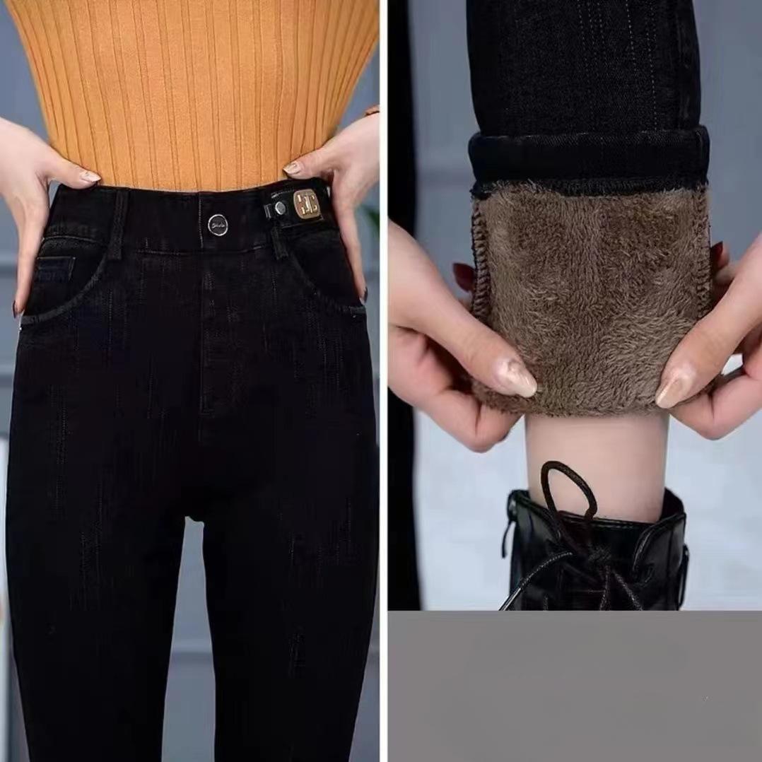 

Осенне-зимние женские брюки с завышенной талией, обтягивающие и плотные бархатные брюки, тонкие 34 серый